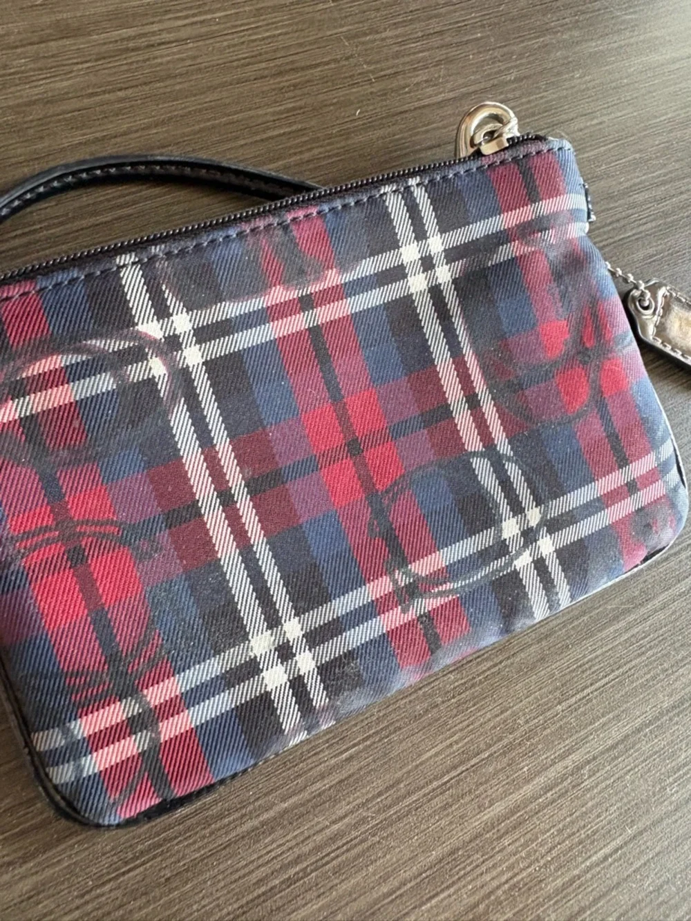 COACH Poppy Tartan 2pc - Glam Tote + Wristlet (Red/Blue)